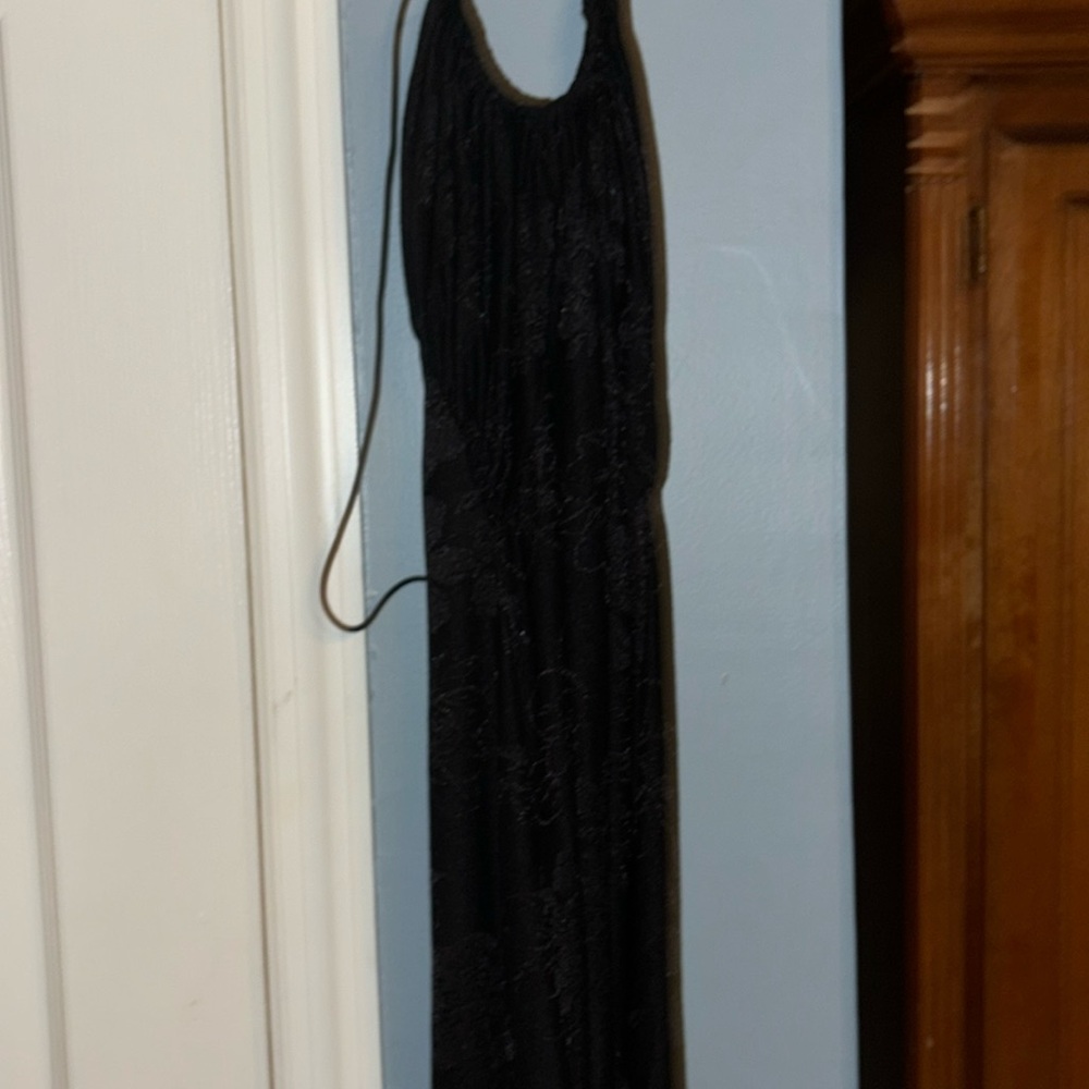 Zara long lace black maxi with low back small